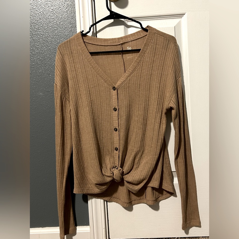 Tan Button Up Top